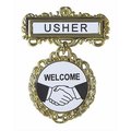 Swanson Christian Supply 80806 Badge Usher Welcome Pin Back Fancy Round Brass SW21799